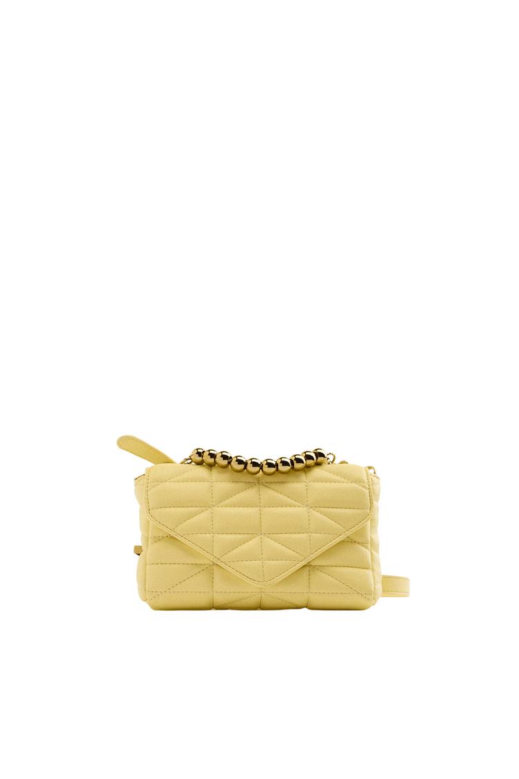 BEAD HANDLE QUILTED CROSSBODY BAG Yellow ZARA Canada